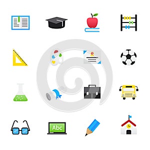 School. Set of Education Vector Illustration Color Icons Flat Style.