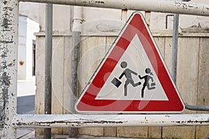 School Sign, Italy children crossing sign beside the street