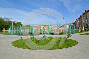 The school sports ground in the city of Zelenogradsk