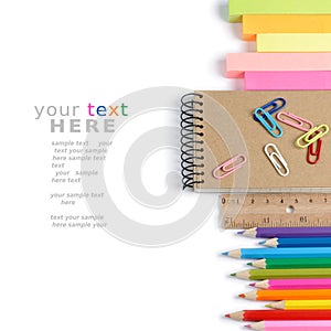 School stationery isolated over white
