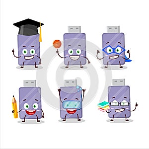 School student of flashdisk cartoon character with various expressions