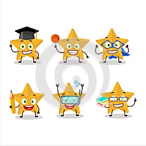 School student of new yellow stars cartoon character with various expressions