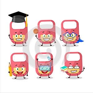School student of pink baby appron cartoon character with various expressions