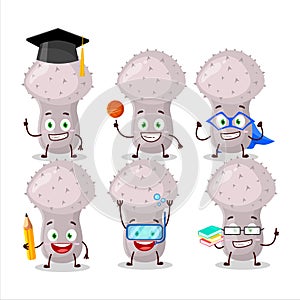 School student of puffball cartoon character with various expressions