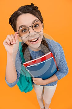 School student small girl going to school knowledge day, glad to see you concept