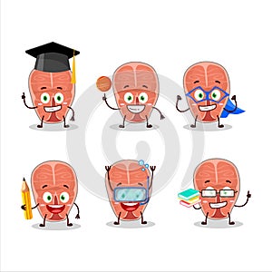 School student of tuna cartoon character with various expressions