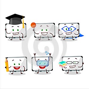 School student of white board cartoon character with various expressions