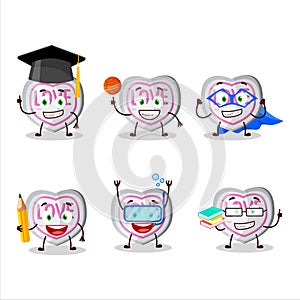 School student of white love candy cartoon character with various expressions