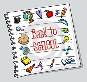 School stuffs on paper