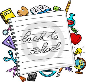 School stuffs on paper