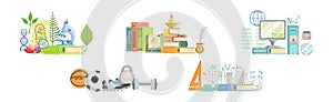 School Subject and Science Education Supply Composition Vector Set
