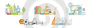 School Subject and Science Education Supply Composition Vector Set