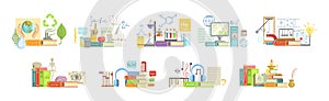 School Subject and Science Education Supply Composition Vector Set