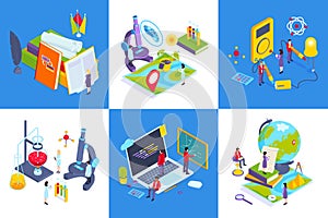 School Subjects Isometric Concept