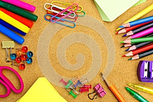 School supplies and bulletin board background