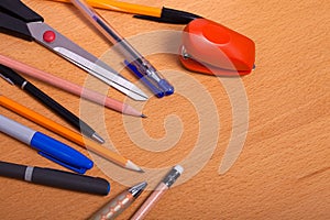 School supplies on desck