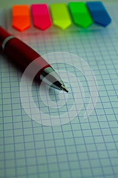 School supplies on the desk photo