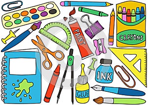 School supplies drawings photo