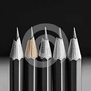 School supplies Pencil set, wooden, black and white, education tools