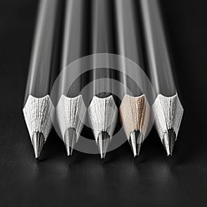 School supplies Pencil set, wooden, black and white, education tools