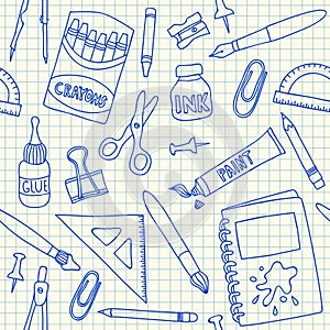 School supplies seamless pattern