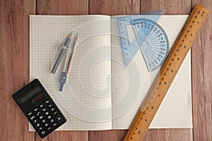 School supplies used in math , geometry or science