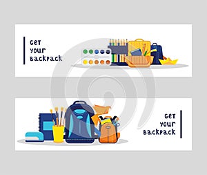 School supplies vector education schooling accessory for schoolchilds backdrop educational stationery for studying in