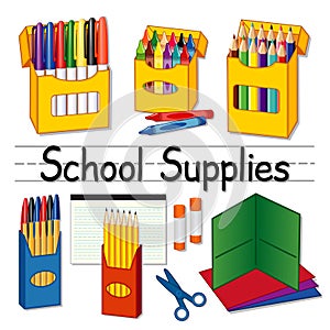 School Supplies, Whiteboard Background