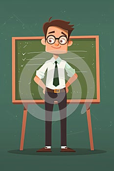 School teacher at blackboard illustration. By generative Ai