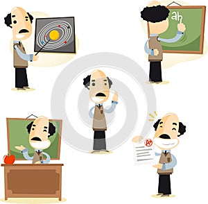 School teacher cartoon illustrations