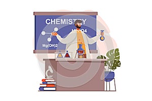 School teacher web concept in flat design. Vector illustration