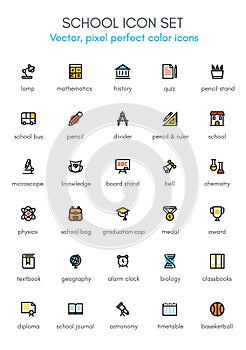 School theme line icon set.
