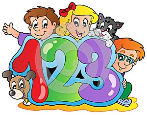 School theme with numbers