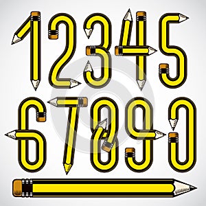 School theme, pencils design numbers.