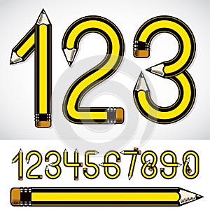 School theme, pencils design numbers, best for use in logotype design for drawing