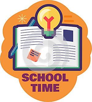 School time icon with open textbook