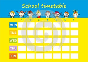 School timetabe, document, template, funny vector illustration