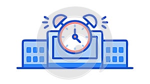 School Timetable: Alarm Clock at a Campus Building, vector design Generative AI