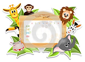 School timetable with animals