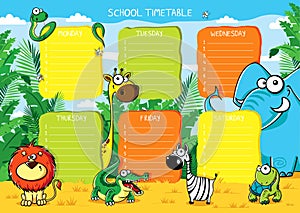 School timetable animals of Africa