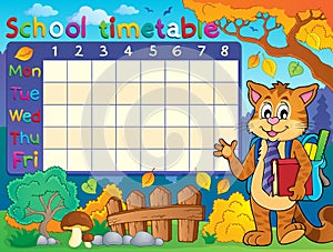 School timetable with cat