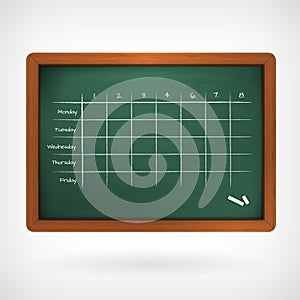 School timetable on chalkboard illustration