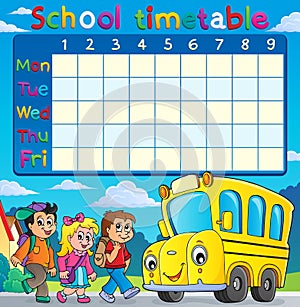 School timetable with children and bus