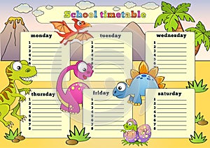 School timetable with dinosaurs