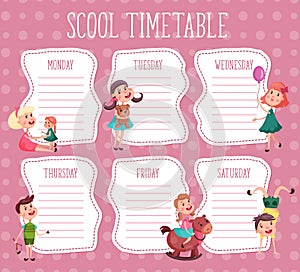 School timetable. Education diary for pupil