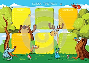 School timetable forest animals