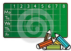 School timetable in greenboard (blackboard) style