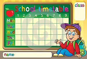 School timetable with happy boy