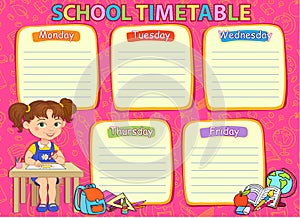 School timetable image vector illustration.