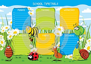 School timetable insects in a flower meadow